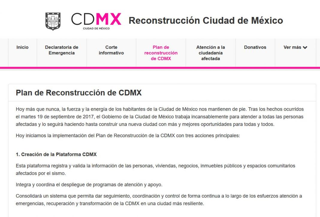 Anuncia Jefe de Gobierno sitio web “Reconstrucción CDMX”