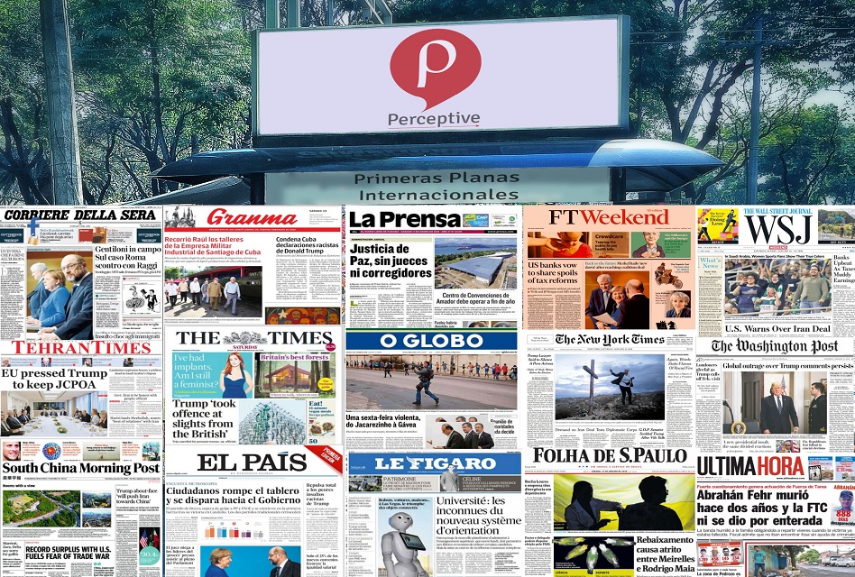 Las Primeras Planas Internacionales de hoy sábado