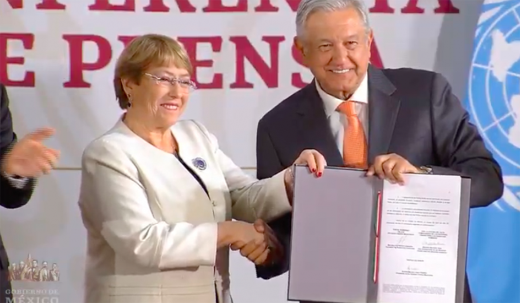 AMLO y Bachelet firman convenio de DDHH para la Guardia Nacional