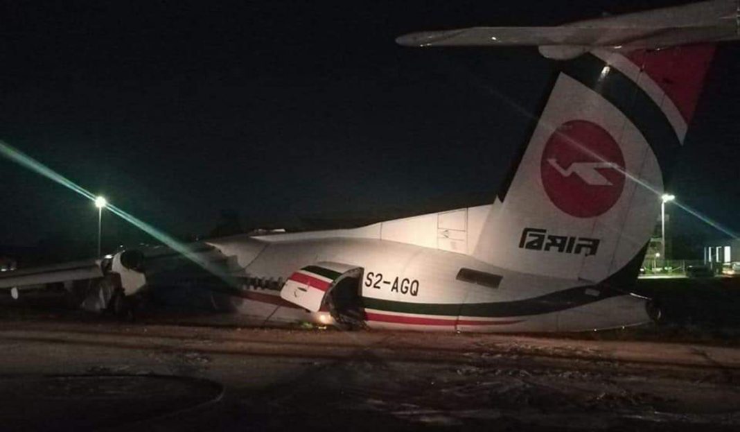 Un avión se sale de la pista, pierde las alas y se rompe en tres partes (FOTOS)