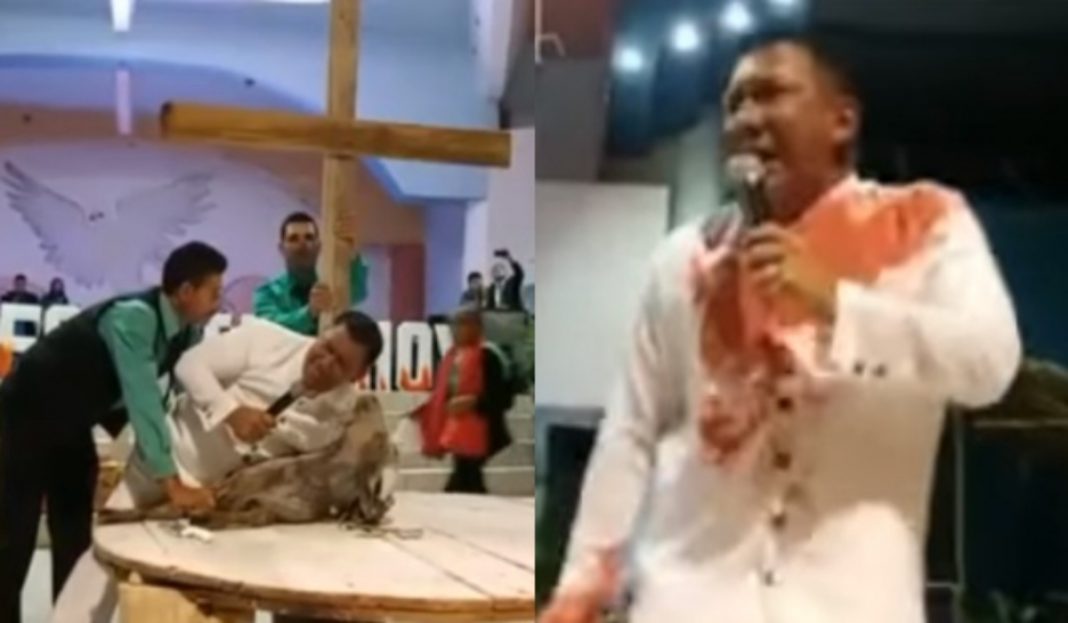 Pastor sacrifica a chivo en misa para recrear la Crucifixión