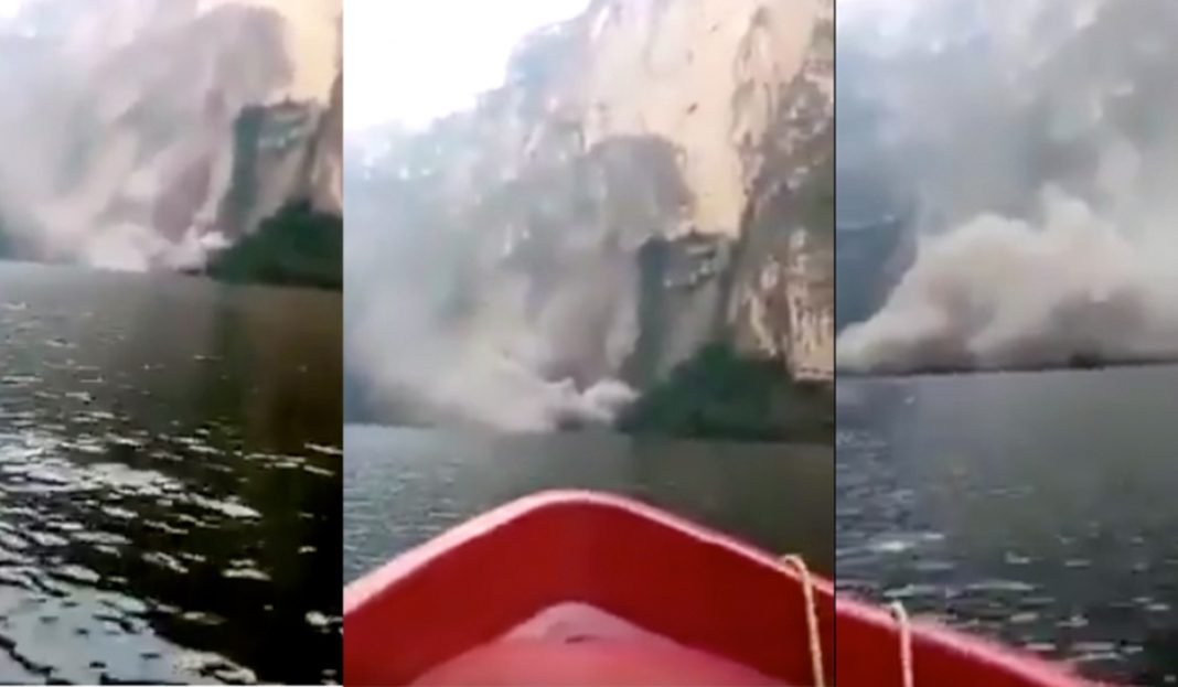 Turistas captan derrumbe del Cañón del Sumidero, en Chiapas