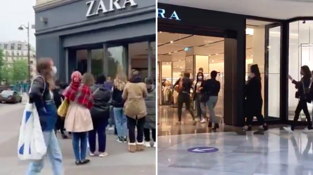 Con largas filas, Zara reabre en Francia