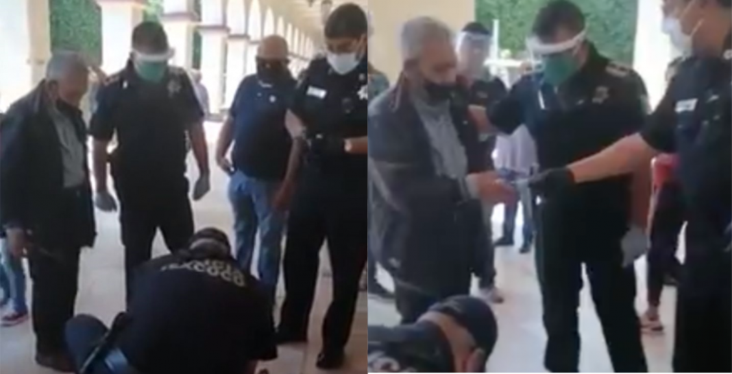 Policías compran mercancía a abuelito para que vaya a casa a descansar