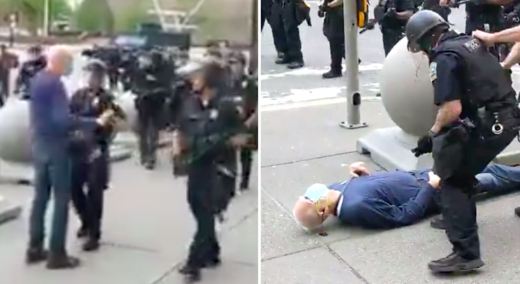 Policías agreden a adulto mayor en NY