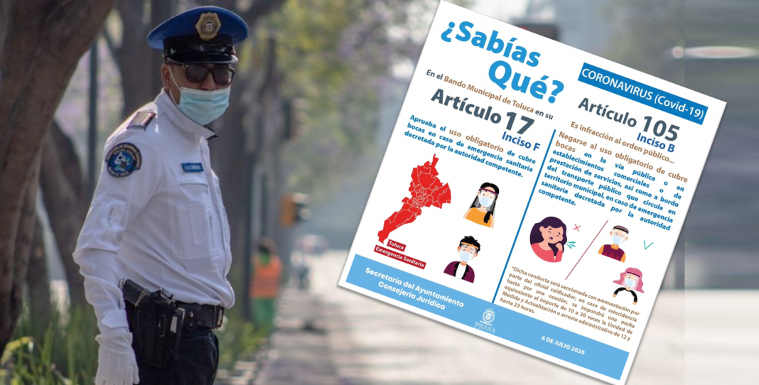 ¡AGUAS!, te van a multar o arrestar si no traes cubrebocas… en Toluca