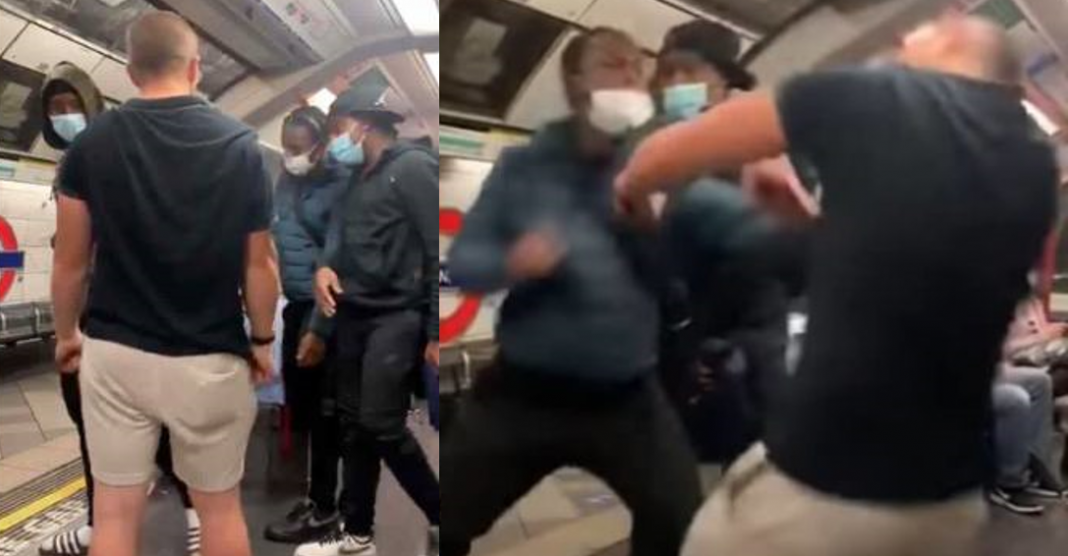 Lanzaba insultos racistas en el metro y terminó noqueado de un solo golpe