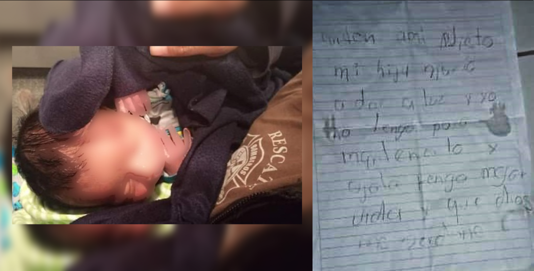 Abuela abandona a bebé en caja de pizza, mamá murió y no lo puede mantener