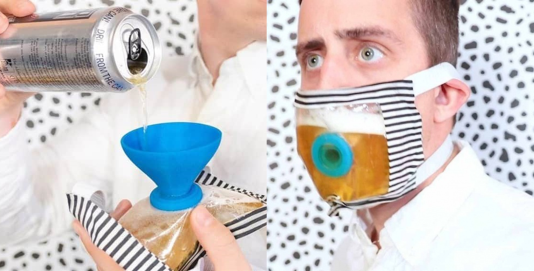 ¿Un cubrebocas para beber cerveza?