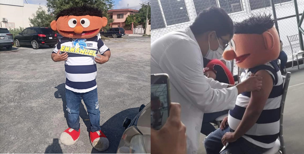 Papá se vacuna disfrazado de Enrique en honor a su hijo fallecido