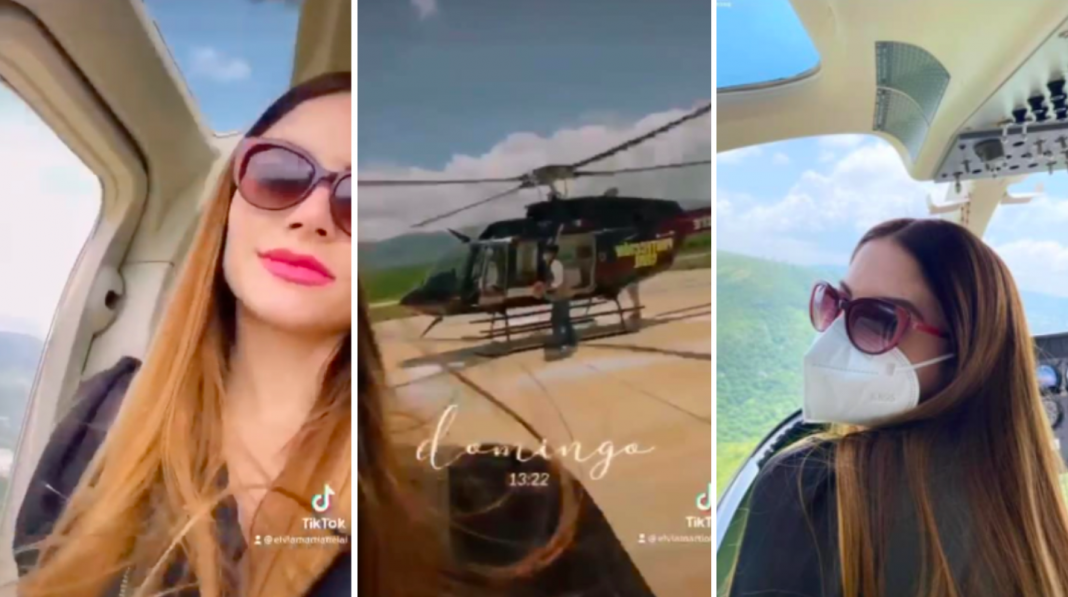 ¿Pareja de funcionario del IMSS pasea en helicóptero con vacunas?