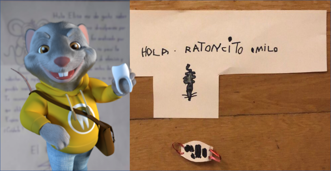 Niño hace cubrebocas para no contagiar al Ratón Pérez