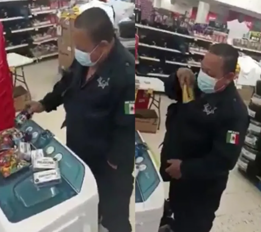 Policía de Tabasco es sorprendido robando en supermercado