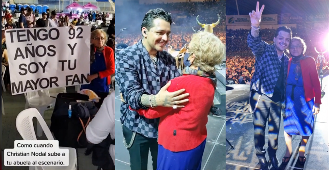 Nodal sube al escenario a una fan de 92 años