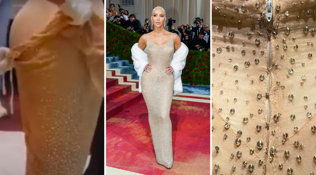 Vestido de Marilyn Monroe, muy dañado, tras uso de Kim Kardashian
