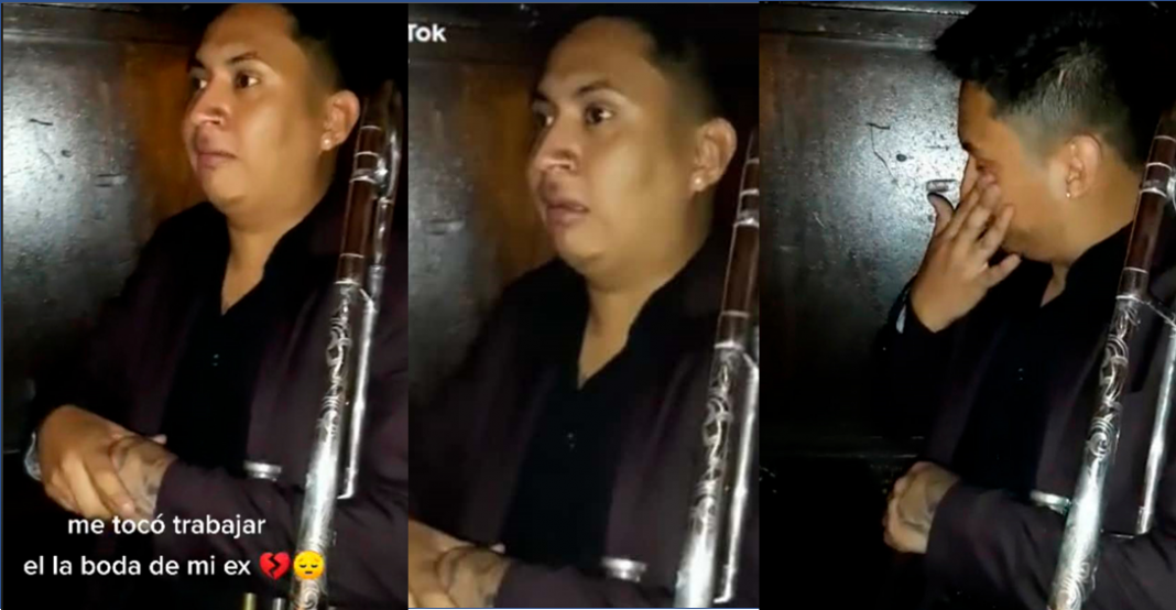 Músico rompe en llanto al trabajar en la boda de su ex