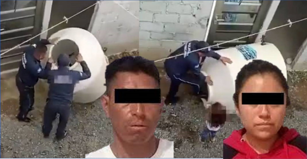 Libres con 10 mil pesos pareja que dejó niña dentro de tinaco