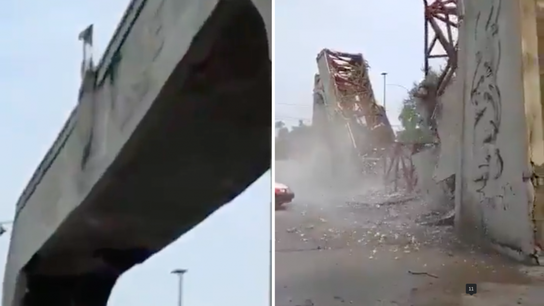 Colapsa arco de bienvenida en Coatzintla, Veracruz