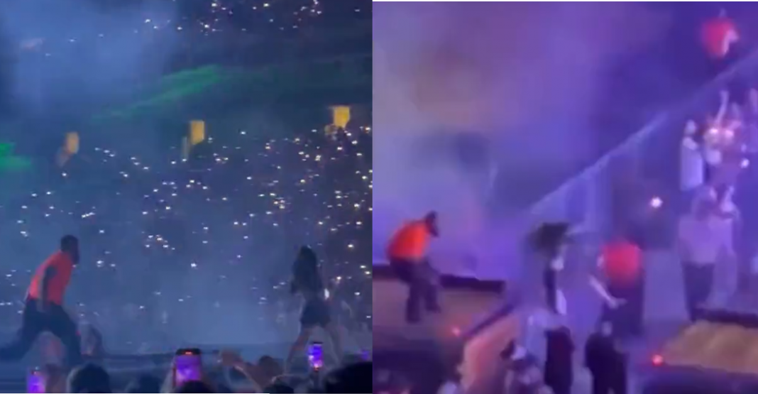 Fan de Bad Bunny sufre fuerte caída en su intento por alcanzarlo