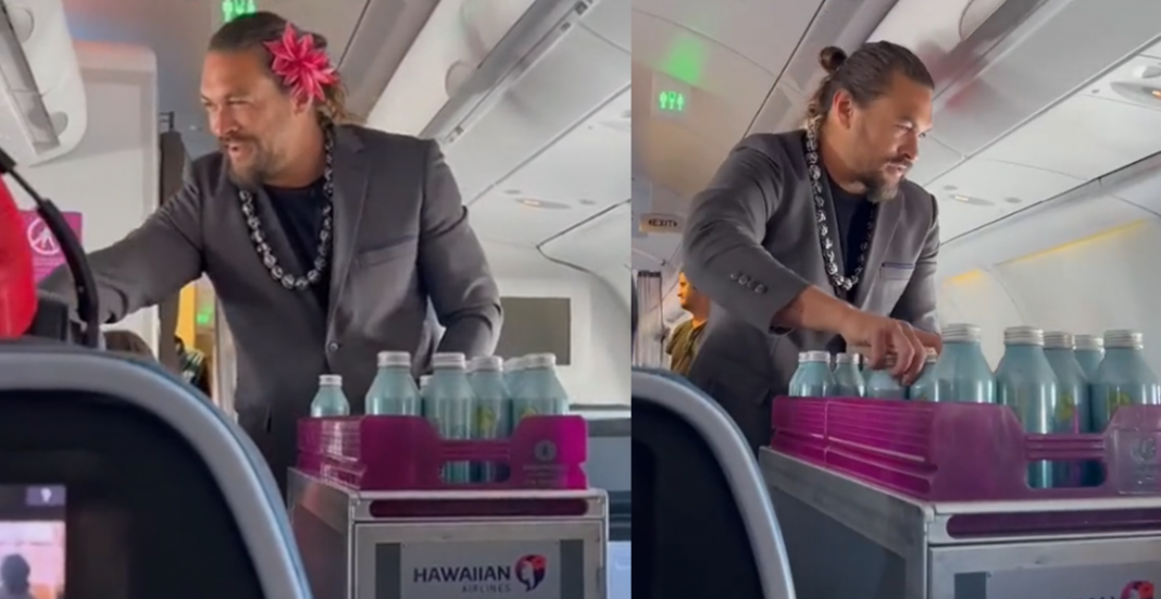 Captan a Aquamán repartiendo agua a pasajeros