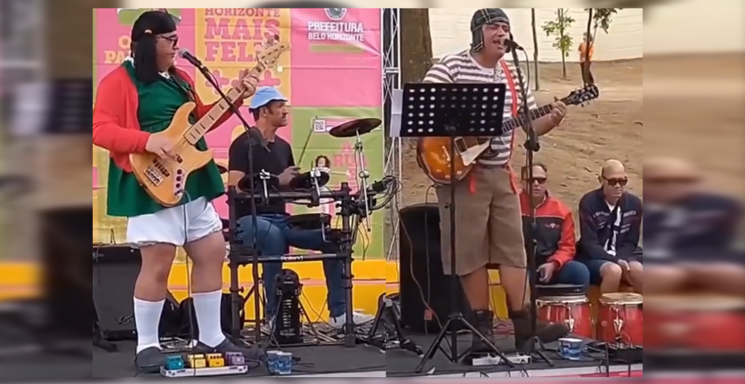 Rockeros cantan disfrazados como los personajes del Chavo del 8