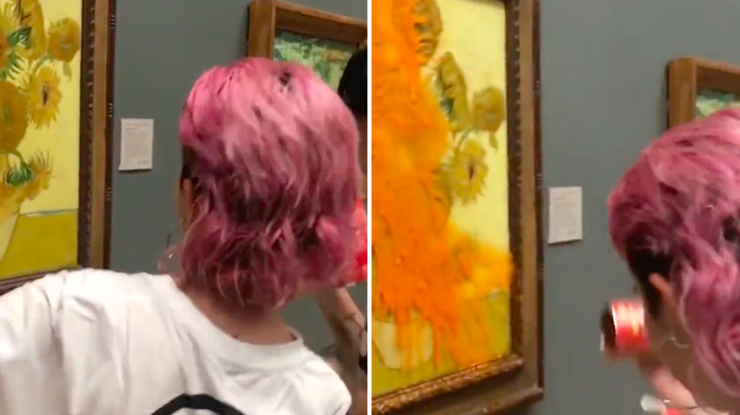 Lanzan sopa de tomate a obra de Van Gogh