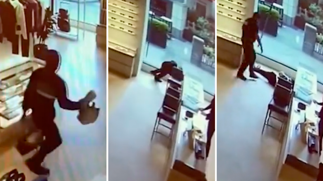 Ladrón intenta robar tienda de lujo y termina inconsciente
