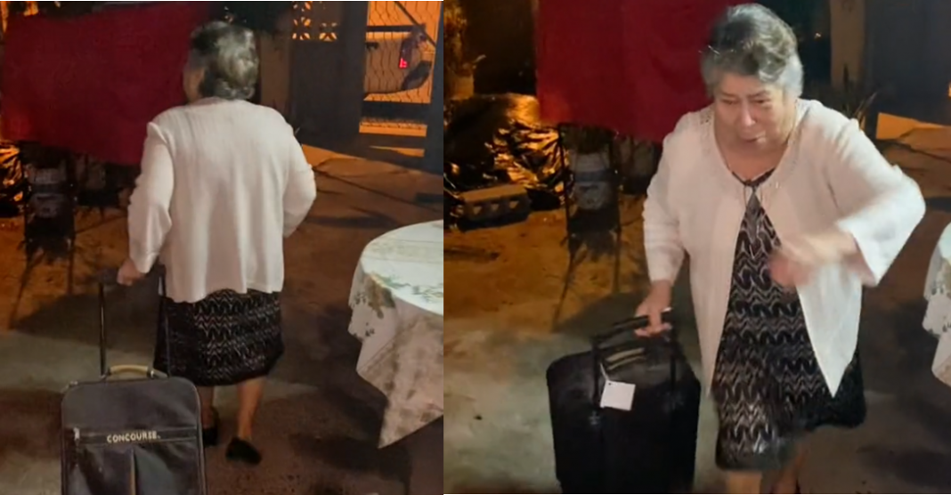 Sale con maleta y regresa corriendo por los balazos