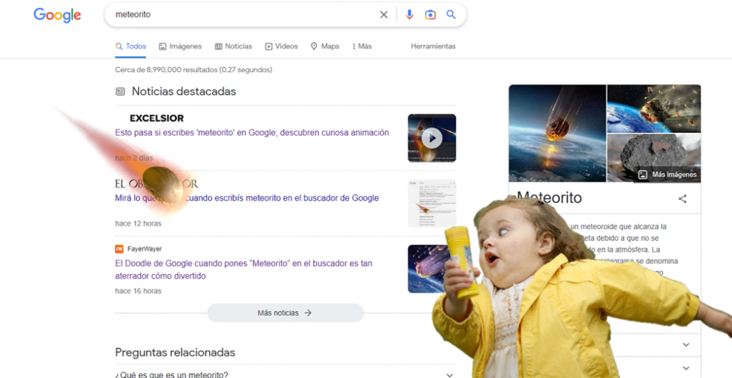 Si escribes ‘meteorito’ en Google te llevarás una gran sorpresa