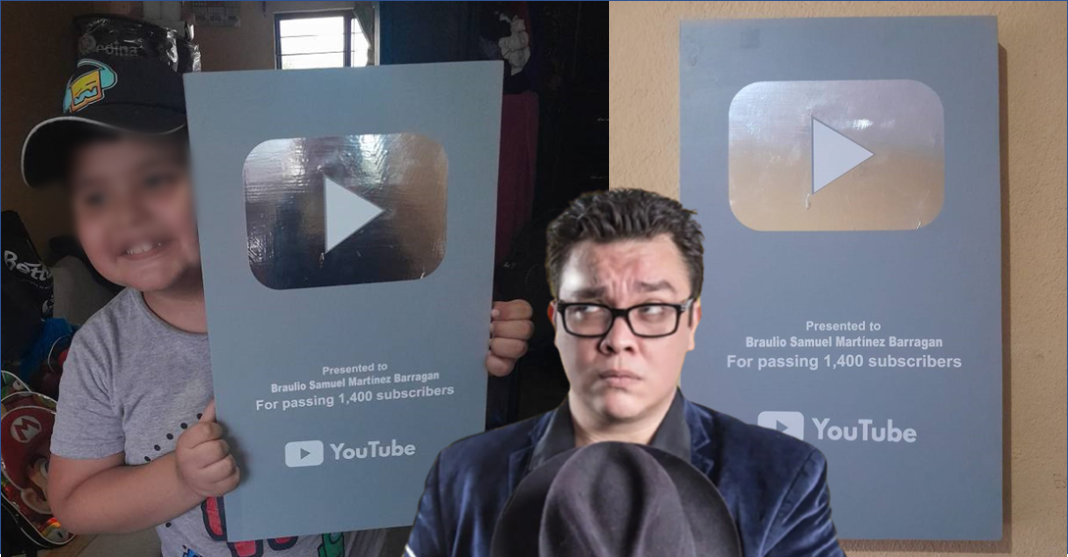 Papá hace placa de YouTube a su pequeño hijo youtuber. ¡Eso es motivación!