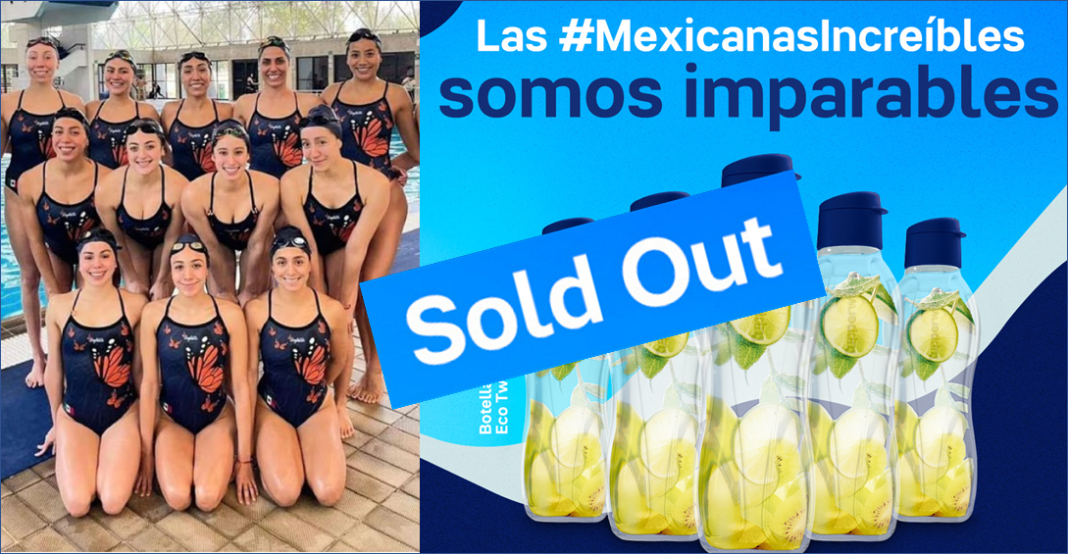 Se agotan las botellas de Tupperware para apoyar a chicas de Natación